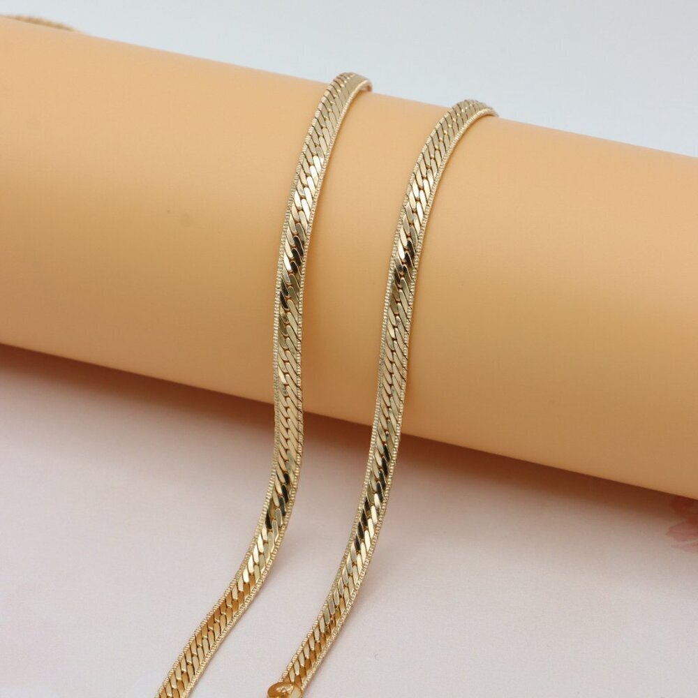 Elegant Rose Gold Flat Herringbone Chain Necklace, XPNL0259 - Picture 11 of 12